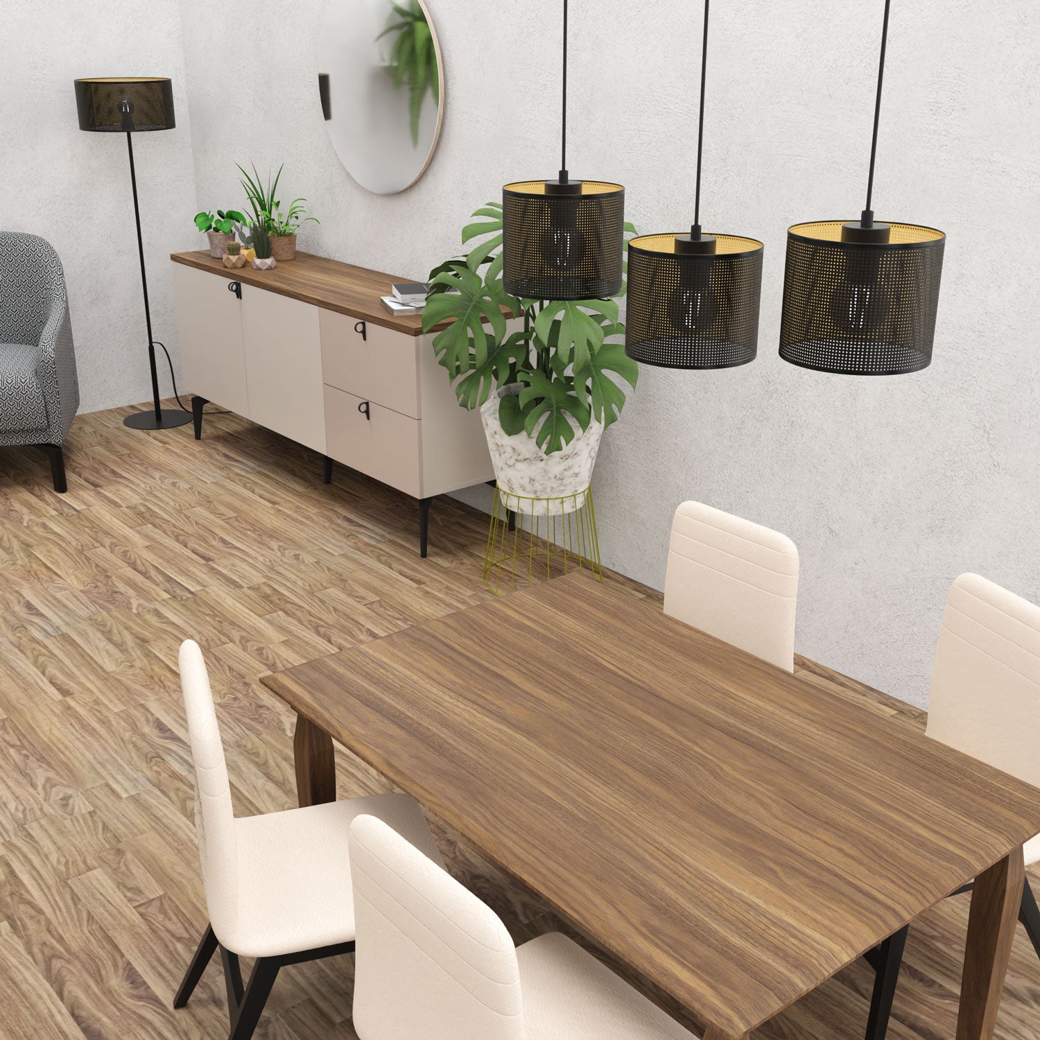 żyrandol Loft shade listwa, black, cylinder shade dia 180, h 150 black/gold 3xE27