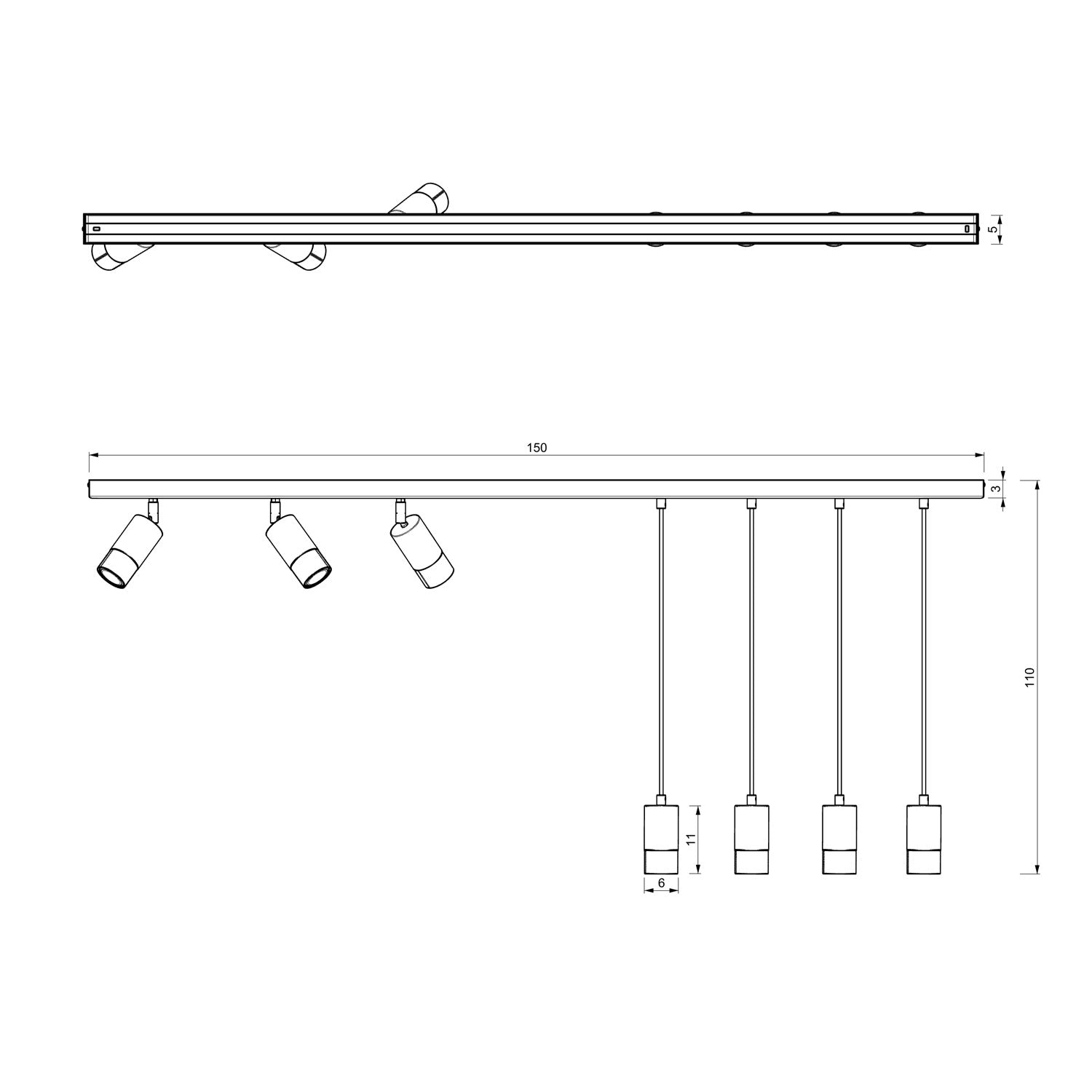 spot Link line bar 150 mm beige 7xGU10