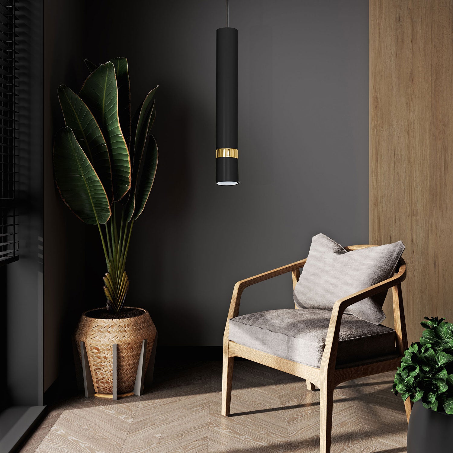 żyrandol Reno black/gold 1xGU10