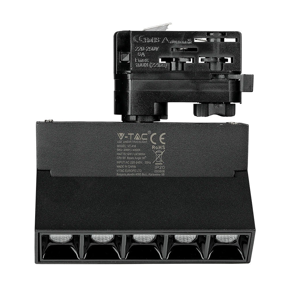 12W Lampa LED liniowa na szynoprzewód MAGNETIC / Chip SAMSUNG / Barwa:4000K / Obudowa: Czarna