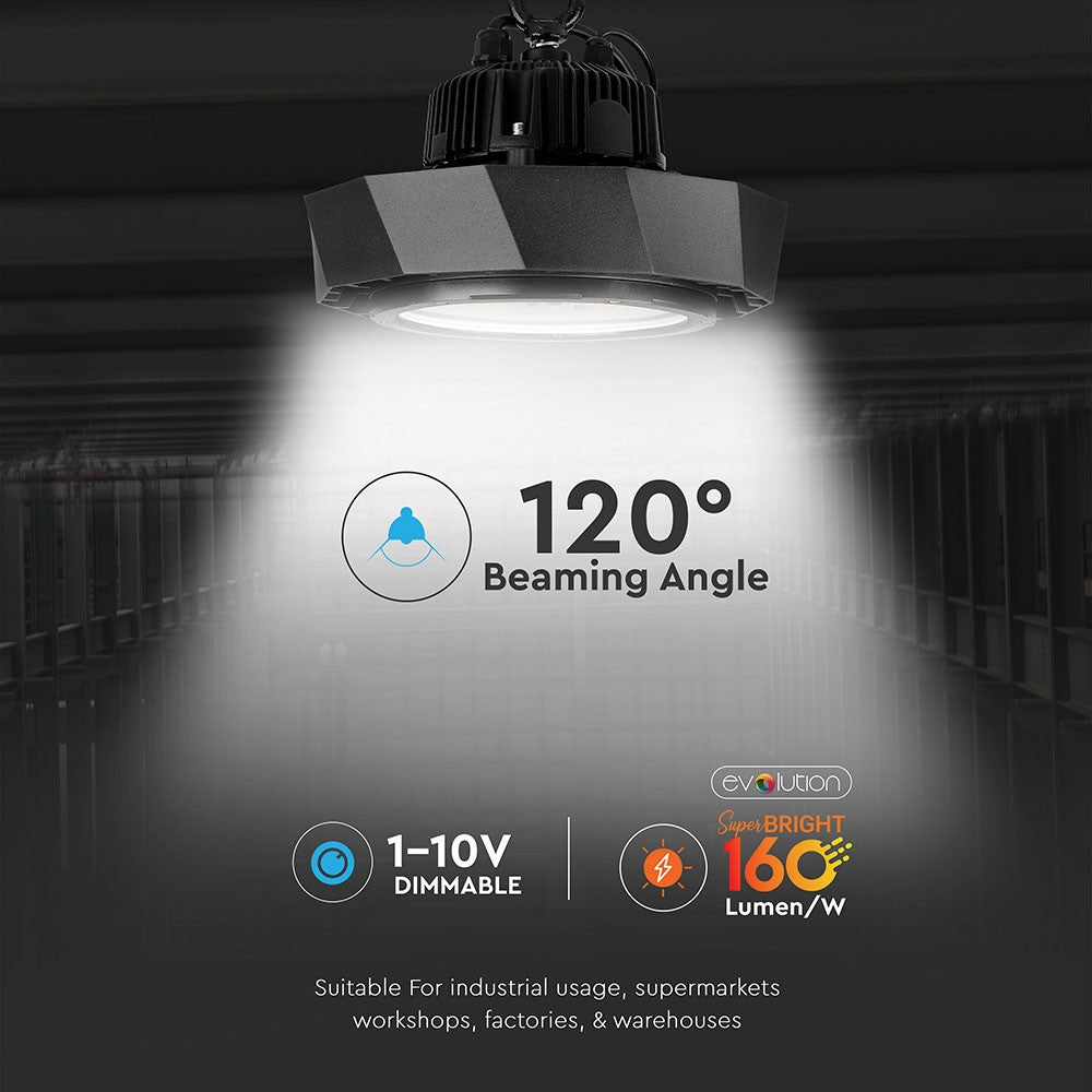 100W Oprawa Highbay LED / Chip SAMSUNG / Barwa:4000K / Obudowa: Czarna / Skuteczność: 160lm/W