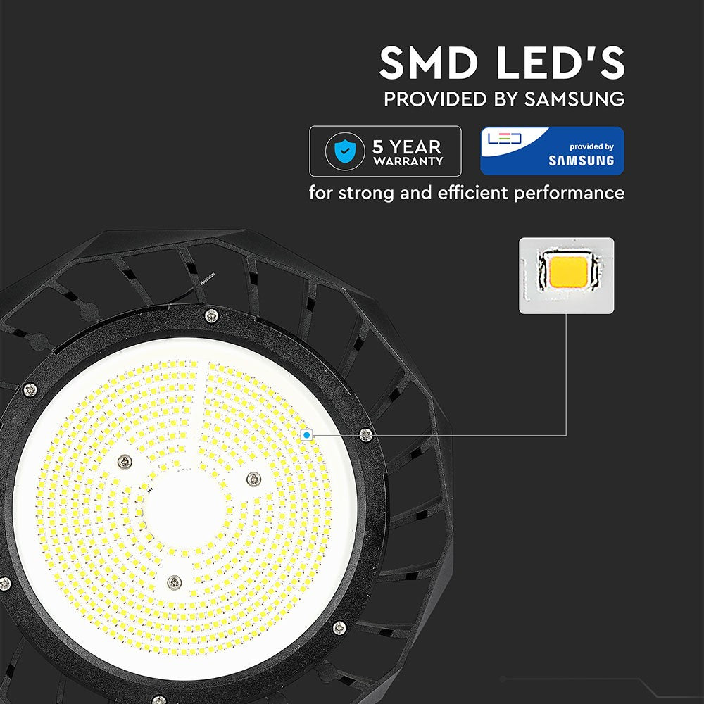 100W Oprawa Highbay LED / Chip SAMSUNG / Barwa:6000K / Obudowa: Czarna / Skuteczność: 160lm/W