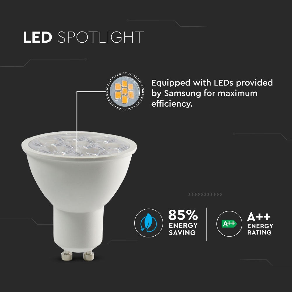 6W GU10 Żarówka LED / Chip SAMSUNG / Barwa:3000K / Kąt 10'D / Trzonek:GU10