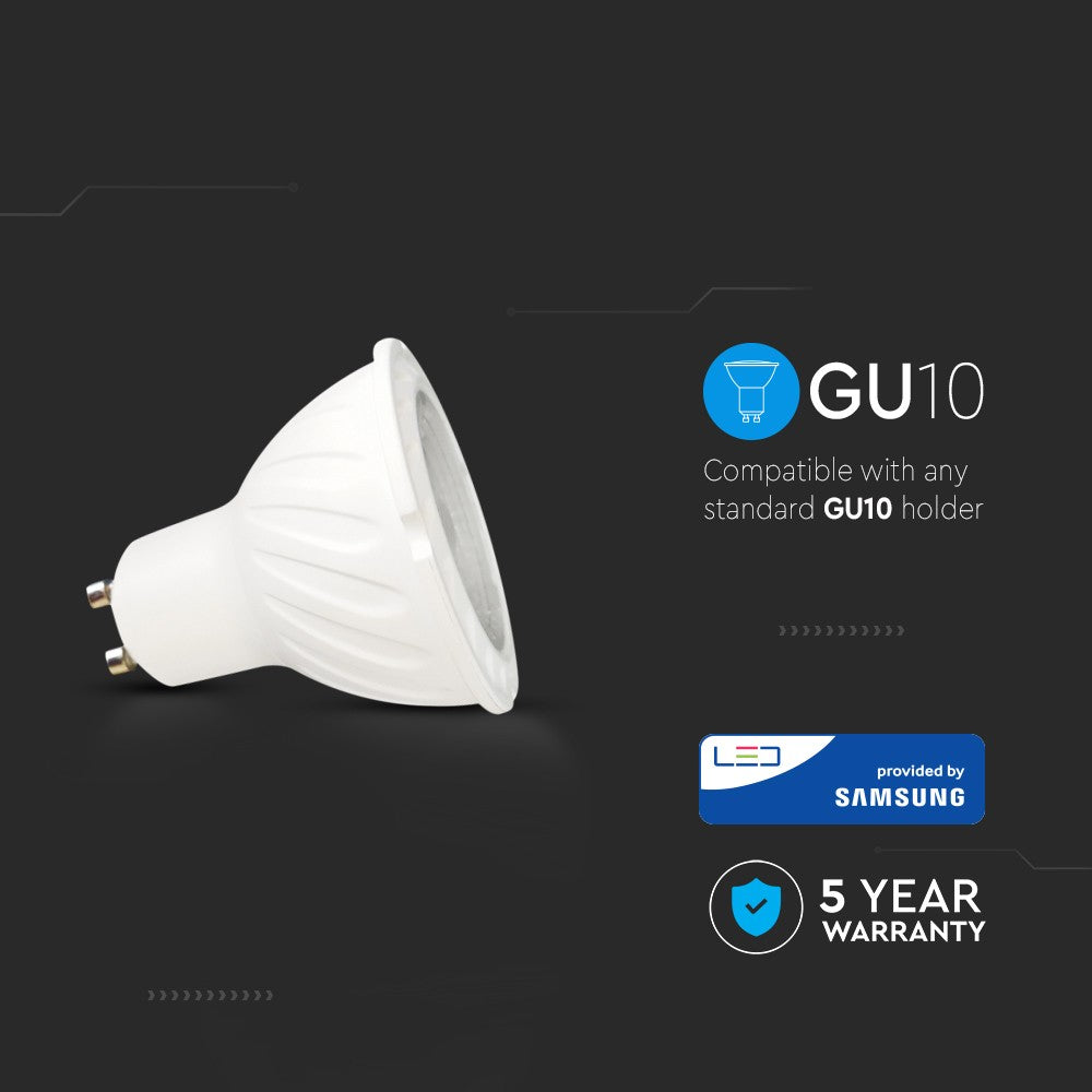 6W GU10 Żarówka LED / Chip SAMSUNG / Barwa:6400K / Kąt 10'D / Trzonek:GU10