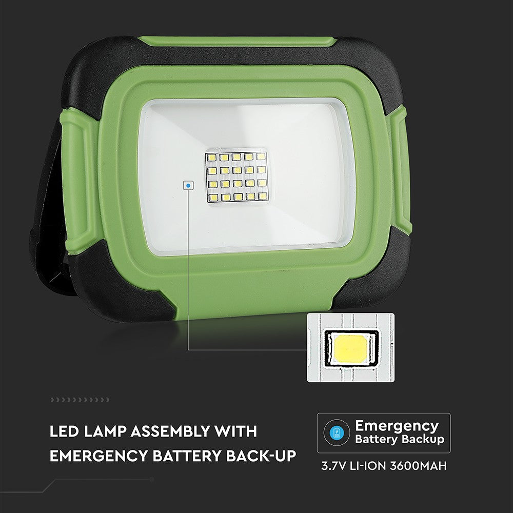 10W Naświetlacz LED z akumulatorem / Chip SAMSUNG / Barwa: 4000K / Funkcje: Sygnał SOS+USB+MICRO SOCKET