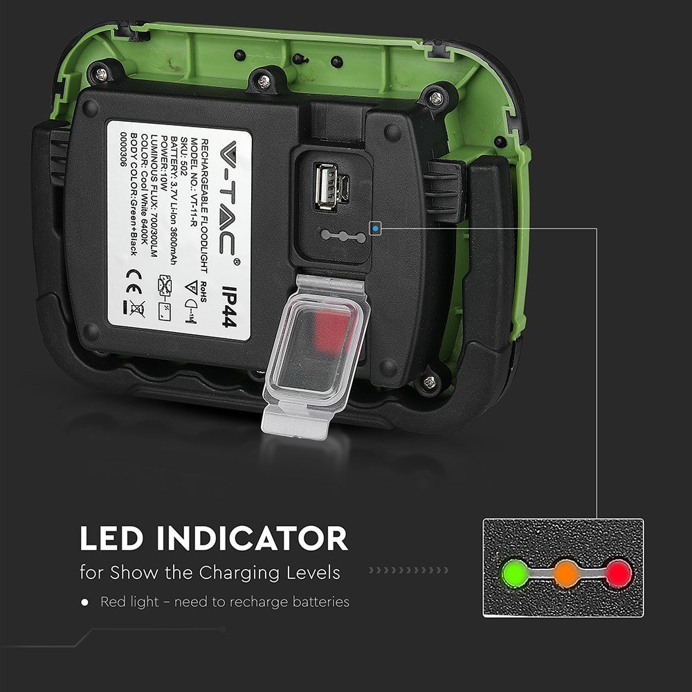 10W Naświetlacz LED z akumulatorem / Chip SAMSUNG / Barwa: 4000K / Funkcje: Sygnał SOS+USB+MICRO SOCKET