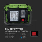 10W Naświetlacz LED z akumulatorem / Chip SAMSUNG / Barwa: 4000K / Funkcje: Sygnał SOS+USB+MICRO SOCKET
