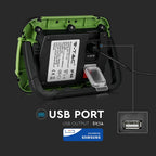 10W Naświetlacz LED z akumulatorem / Chip SAMSUNG / Barwa: 4000K / Funkcje: Sygnał SOS+USB+MICRO SOCKET
