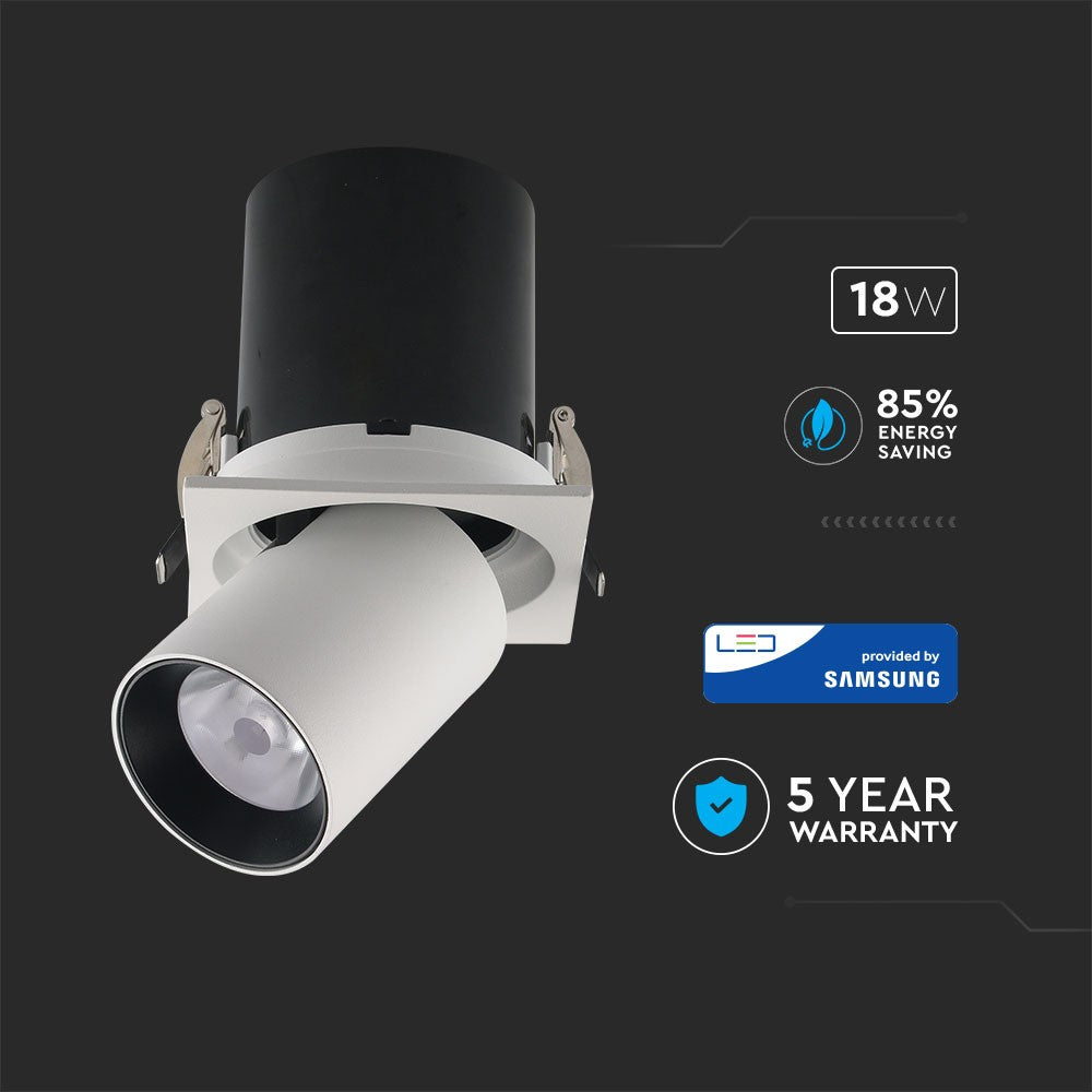 18W Oprawa downlight LED na teleskopie / Chip SAMSUNG / Barwa:4000K / Obudowa: Biały + Czarny
