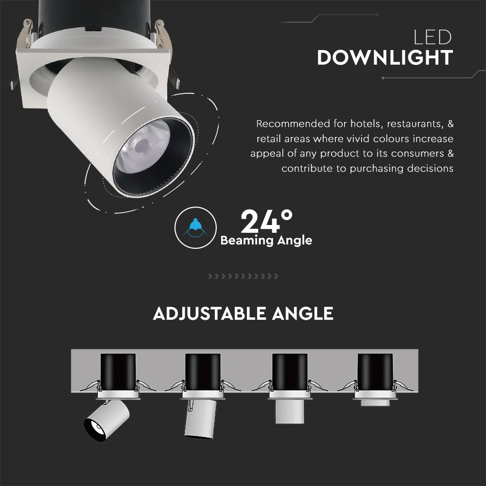 18W Oprawa downlight LED na teleskopie / Chip SAMSUNG / Barwa:4000K / Obudowa: Biały + Czarny