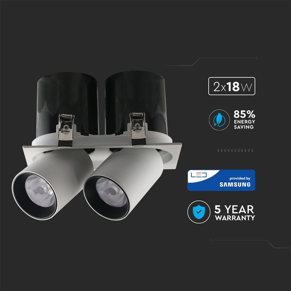 36W Oprawa downlight LED na teleskopie / Chip SAMSUNG / Barwa:4000K / Obudowa: Biały + Czarny