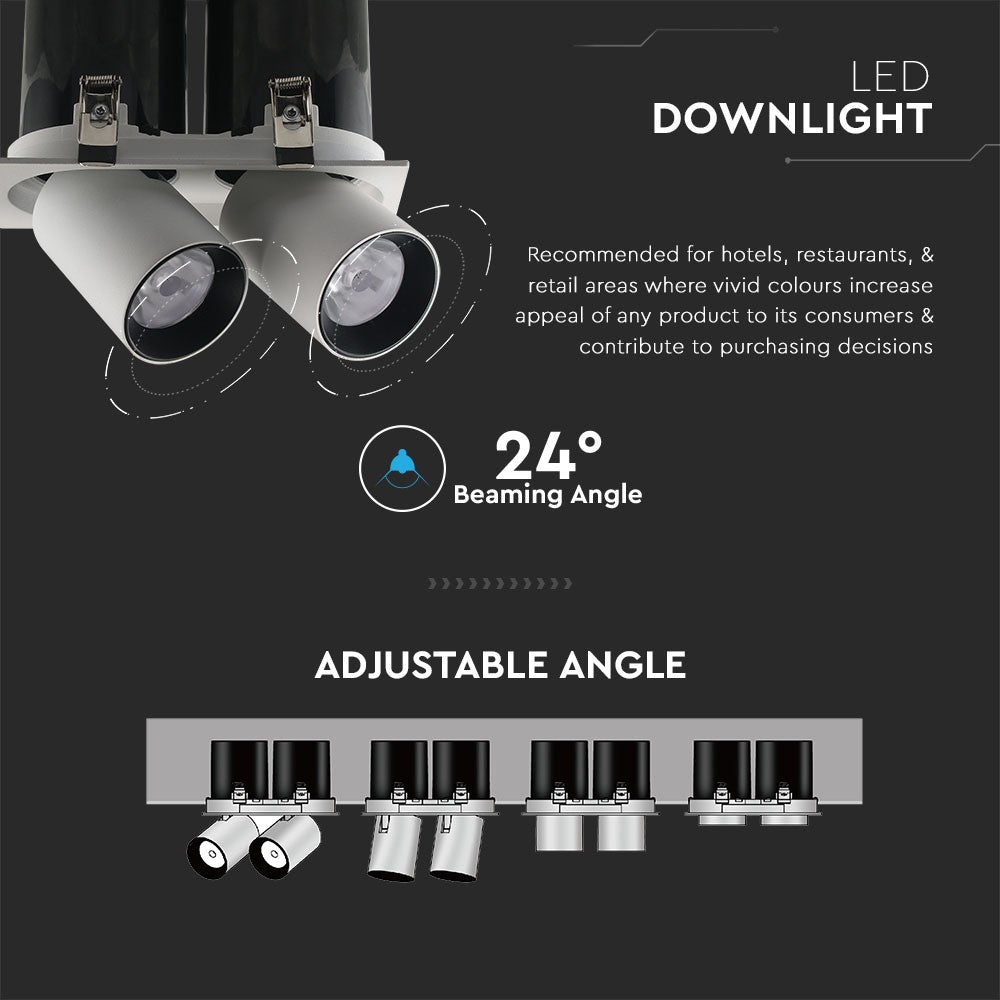 36W Oprawa downlight LED na teleskopie / Chip SAMSUNG / Barwa:4000K / Obudowa: Biały + Czarny
