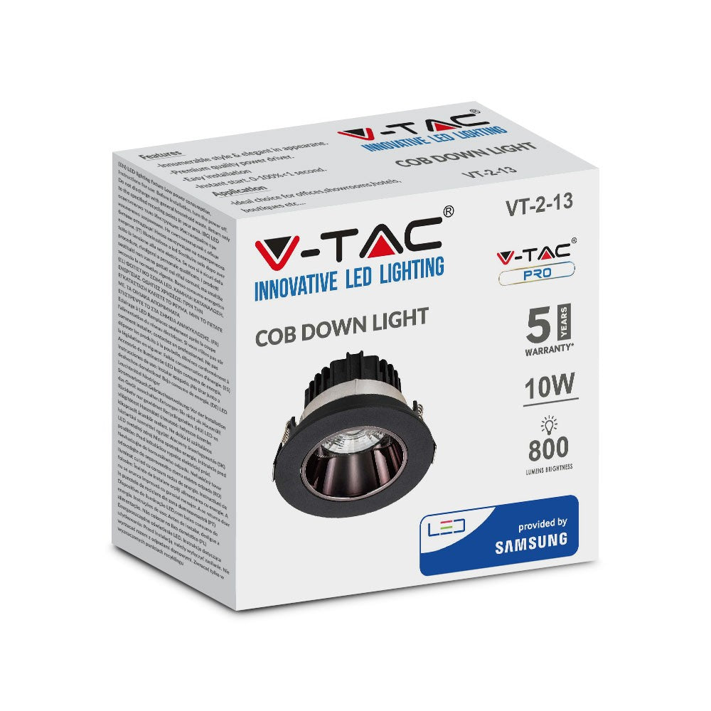 10W Reflektor COB Downlight / Chip SAMSUNG / Barwa:6400K / Obudowa: Czarna