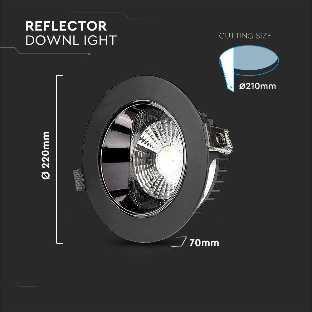 30W Reflektor COB Downlight / Chip SAMSUNG / Barwa:3000K / Obudowa: Czarna