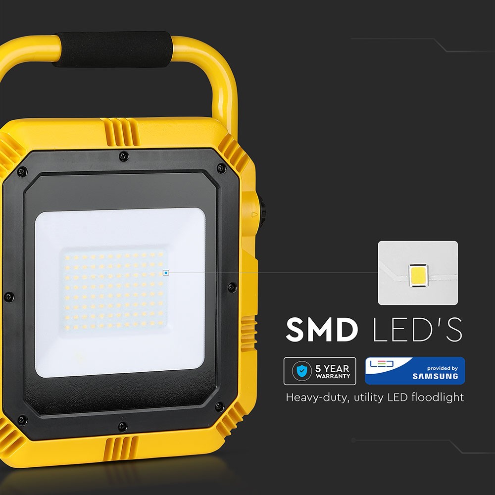 50W Naświetlacz przenośny LED / Chip SAMSUNG / Barwa:6400K / Przewód: 3m / Wtyczka: BS