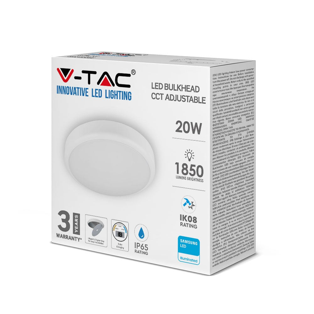 20W Plafon LED / Moduł awaryjny / Chip Samsung / Barwa:3w1 / IP65