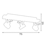 plafon Viva czarny listwa drewno 3xGU10/AR111