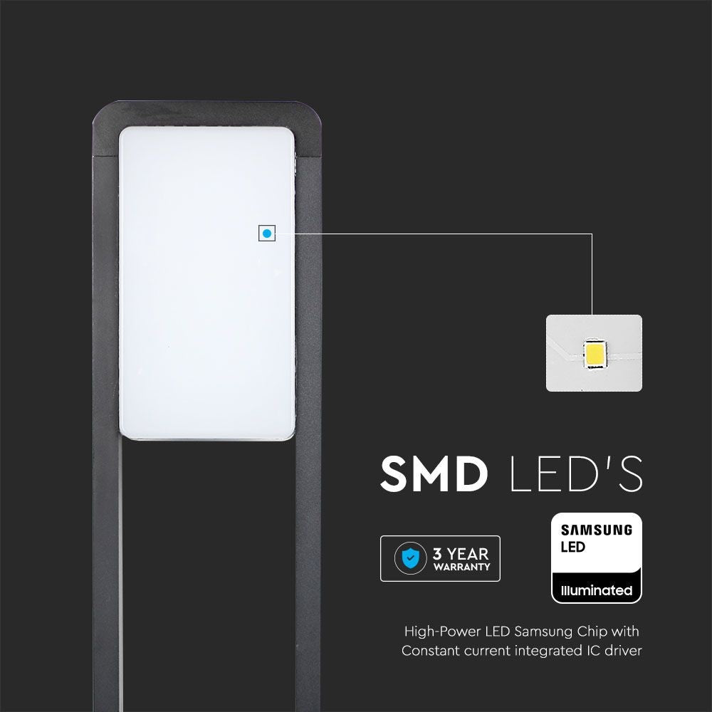 10W Słupek ogrodowy / Chip Samsung / Barwa:3000K / IP65 / Obudowa czarna