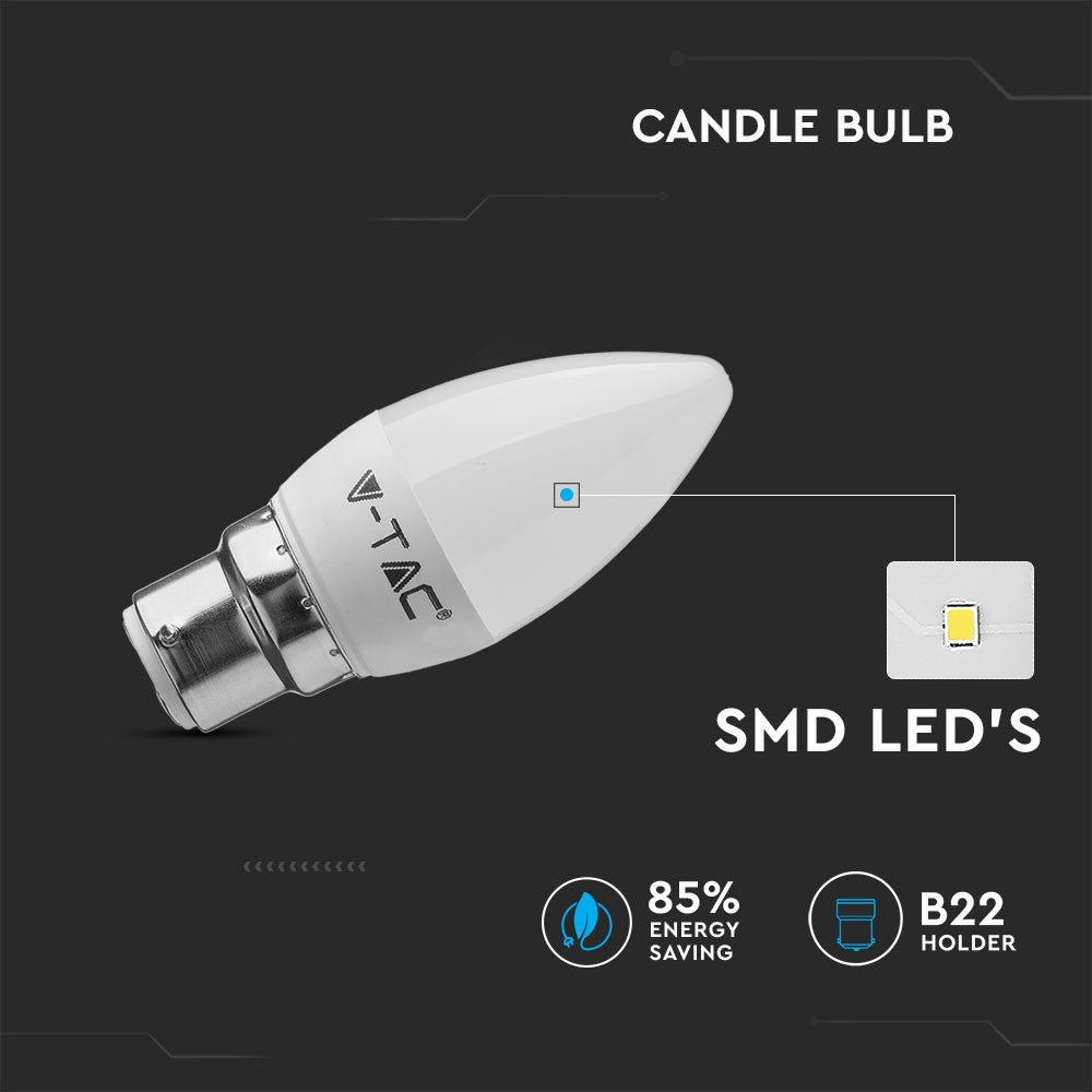 5.5W C35 Żarówka LED / Chip SAMSUNG / Barwa:6400K / Trzonek:B22