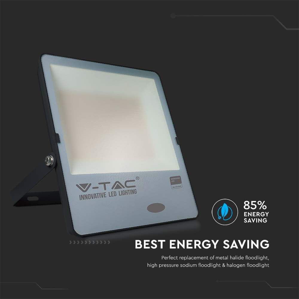 200W Naświetlacz LED SMD z czujnikiem zmierzchu / Chip SAMSUNG / Barwa:6400K / Obudowa: Czarna/ Skuteczność 100lm
