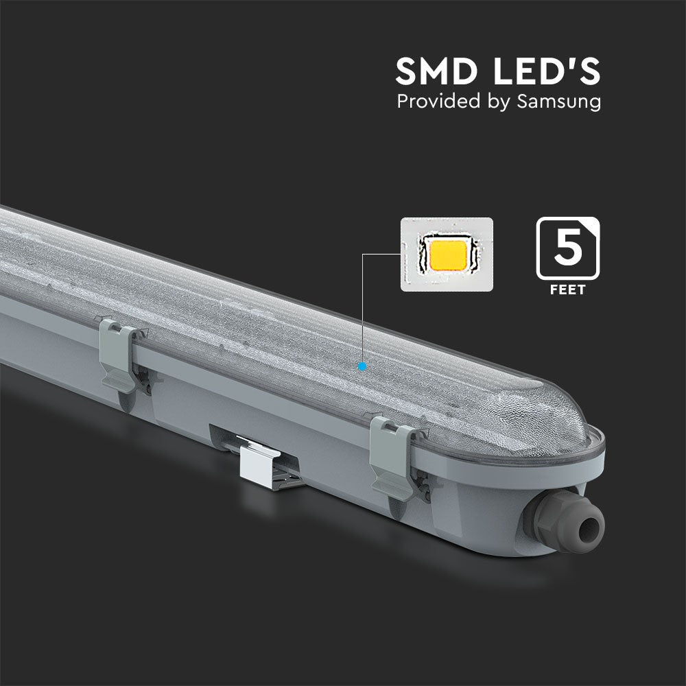 48W Lampa hermetyczna 150cm / Chip Samsung / Klosz Transparentny / Barwa:6400K