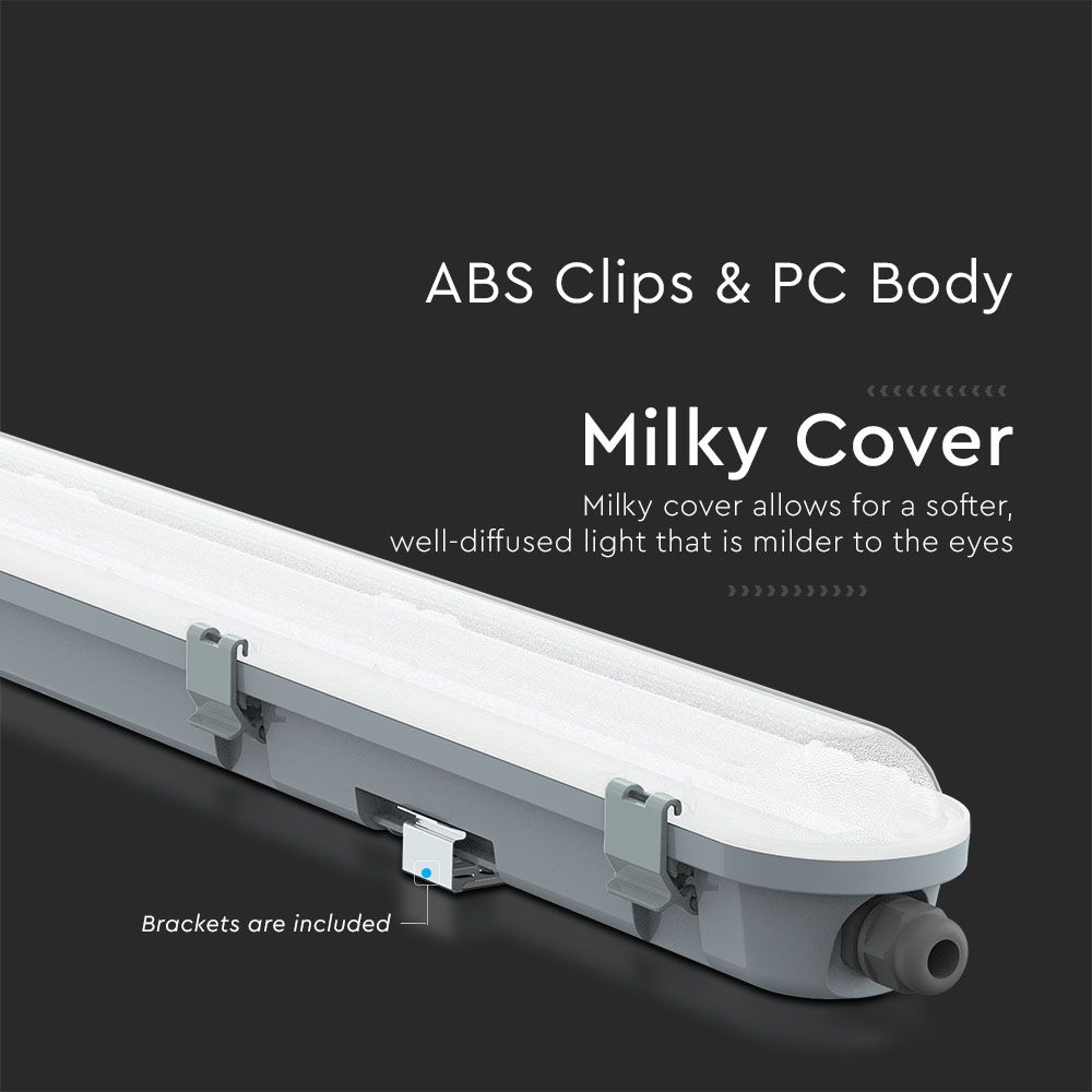 48W Lampa hermetyczna 150cm / Chip Samsung / Klosz Mleczny / Barwa:6400K