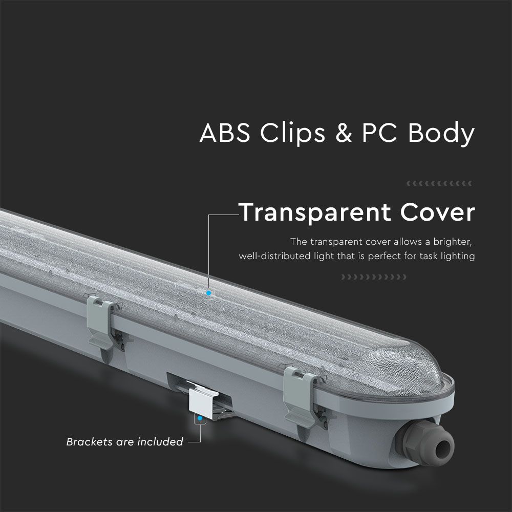 18W Lampa hermetyczna 60cm / Chip Samsung / Klosz Transparentny / Barwa:4000K