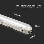 48W Lampa hermetyczna 150cm / Chip Samsung / Klosz Transparentny / Klipsy: stal nierdzewny / Barwa:4000K