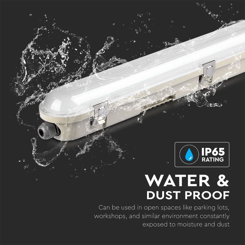 48W Lampa hermetyczna 150cm / Chip Samsung / Klosz Transparentny / Klipsy: stal nierdzewny / Barwa:4000K