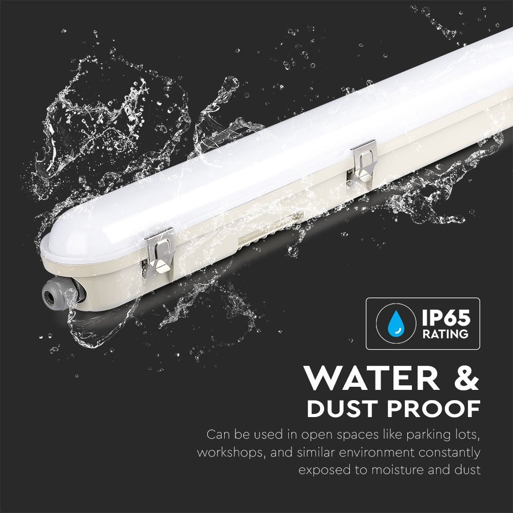 48W Lampa hermetyczna 150cm / Chip Samsung / Klosz Mleczny / Klipsy: stal nierdzewny / Barwa:4000K