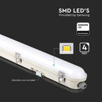 36W Lampa hermetyczna 120cm / Chip Samsung / Klosz Mleczny / Klipsy: stal nierdzewny / Barwa:4000K