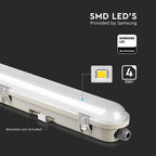 36W Lampa hermetyczna 120cm / Chip Samsung / Klosz Transparentny / Klipsy: stal nierdzewny / Barwa:4000K