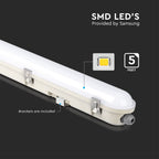 48W Lampa hermetyczna 150cm/ Chip Samsung / Moduł awaryjny 3H /Klosz Mleczny / Klipsy: stal nierdzewny / Barwa:6400K