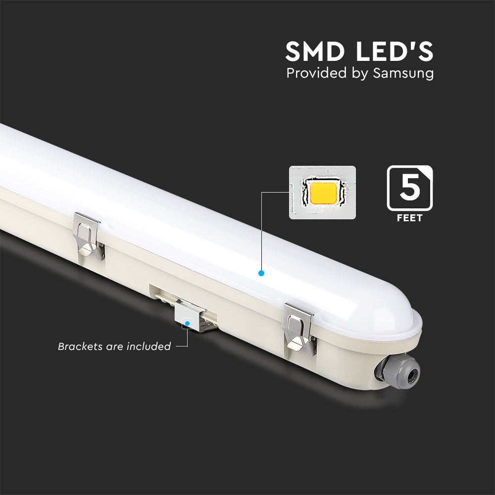 48W Lampa hermetyczna 150cm/ Chip Samsung / Moduł awaryjny 3H /Klosz Mleczny / Klipsy: stal nierdzewny / Barwa:4000K