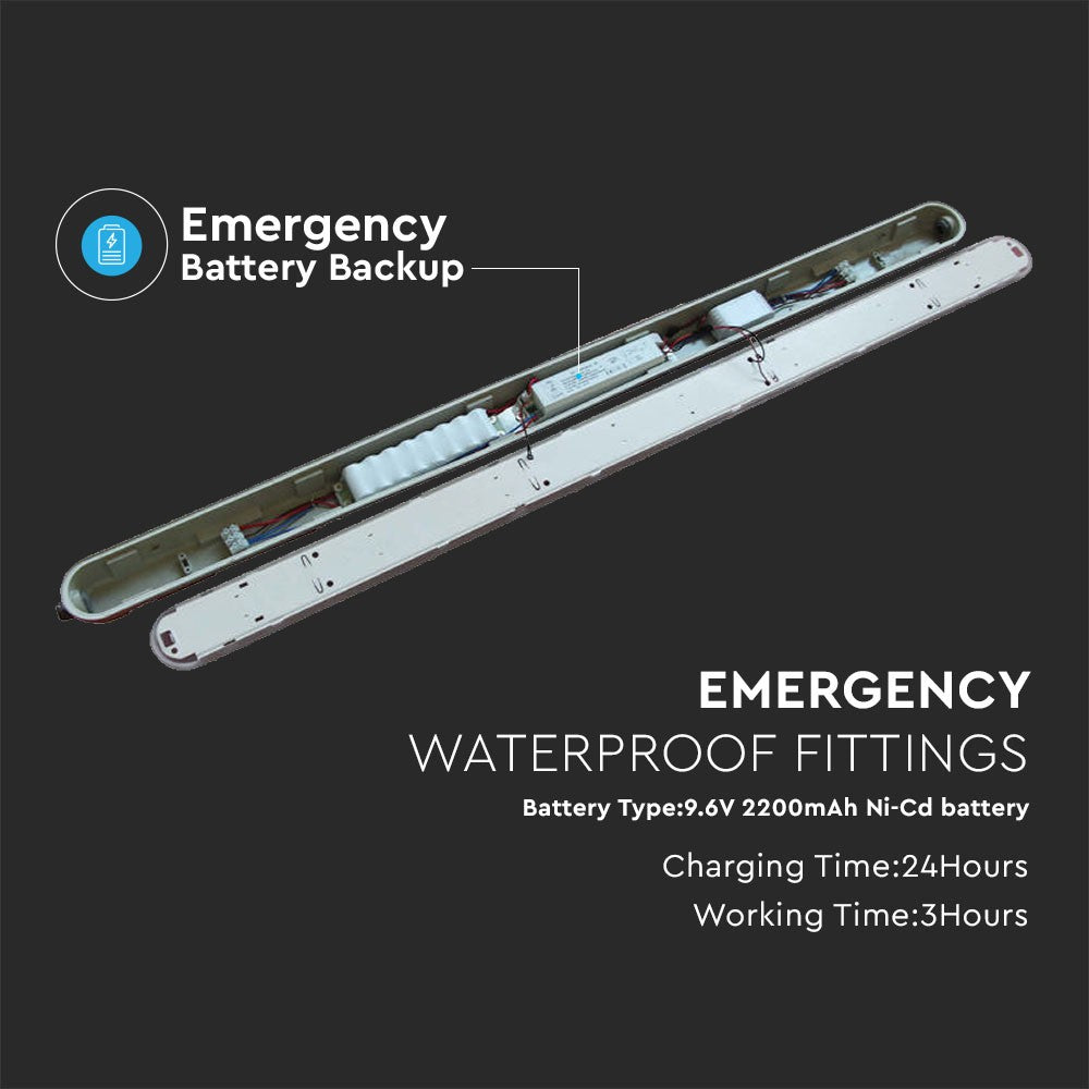 48W Lampa hermetyczna 150cm/ Chip Samsung / Moduł awaryjny 3H /Klosz Mleczny / Klipsy: stal nierdzewny / Barwa:4000K