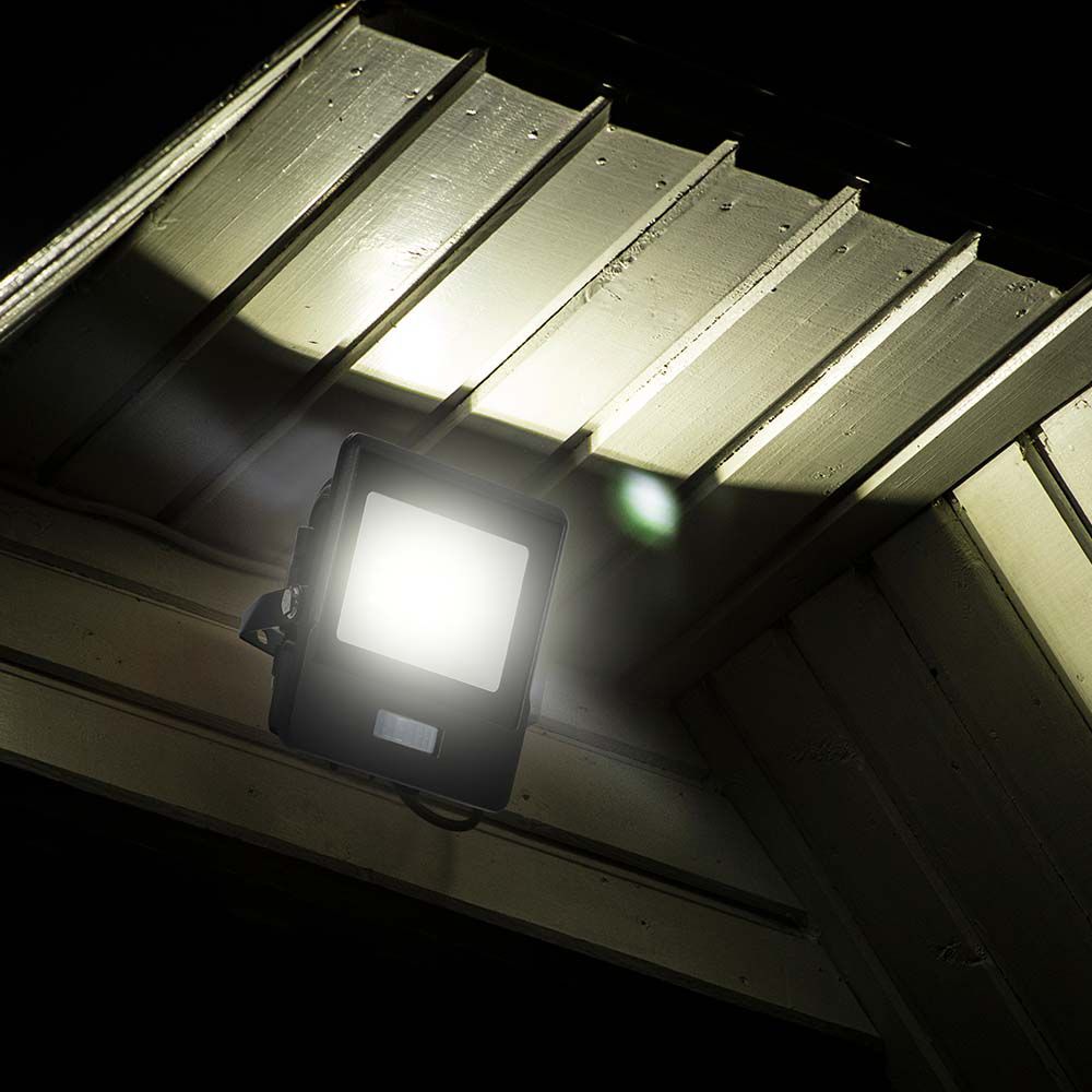 10W Naświetlacz LED SMD z czujnikiem ruchu / Chip SAMSUNG / Przewód: 1m / Barwa:6500K / Obudowa: Czarna
