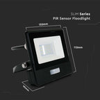 10W Naświetlacz LED SMD z czujnikiem ruchu / Chip SAMSUNG / Przewód: 1m / Barwa:3000K / Obudowa: Czarna