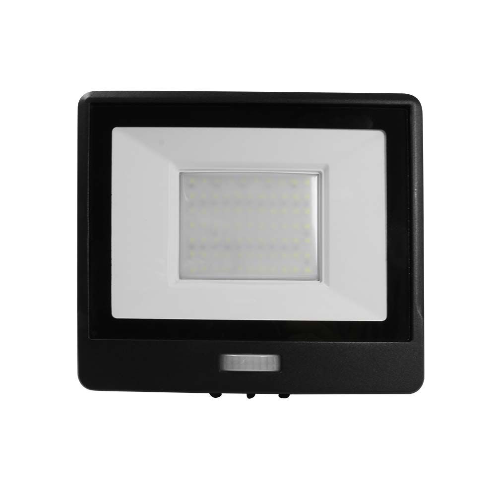 50W Naświetlacz LED SMD z czujnikiem ruchu / Chip SAMSUNG / Przewód: 1m / Barwa:6500K / Obudowa: Czarna