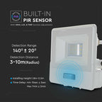 10W Naświetlacz LED SMD z czujnikiem ruchu / Chip SAMSUNG / Przewód: 1m / Barwa:6500K / Obudowa: Biała