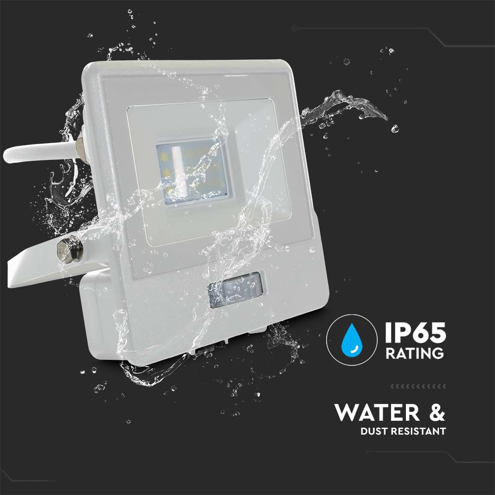 10W Naświetlacz LED SMD z czujnikiem ruchu / Chip SAMSUNG / Przewód: 1m / Barwa:4000K / Obudowa: Biała