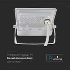 10W Naświetlacz LED SMD z czujnikiem ruchu / Chip SAMSUNG / Przewód: 1m / Barwa:6500K / Obudowa: Biała