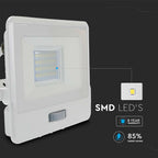 20W Naświetlacz LED SMD z czujnikiem ruchu / Chip SAMSUNG / Przewód: 1m / Barwa:6500K / Obudowa: Biała
