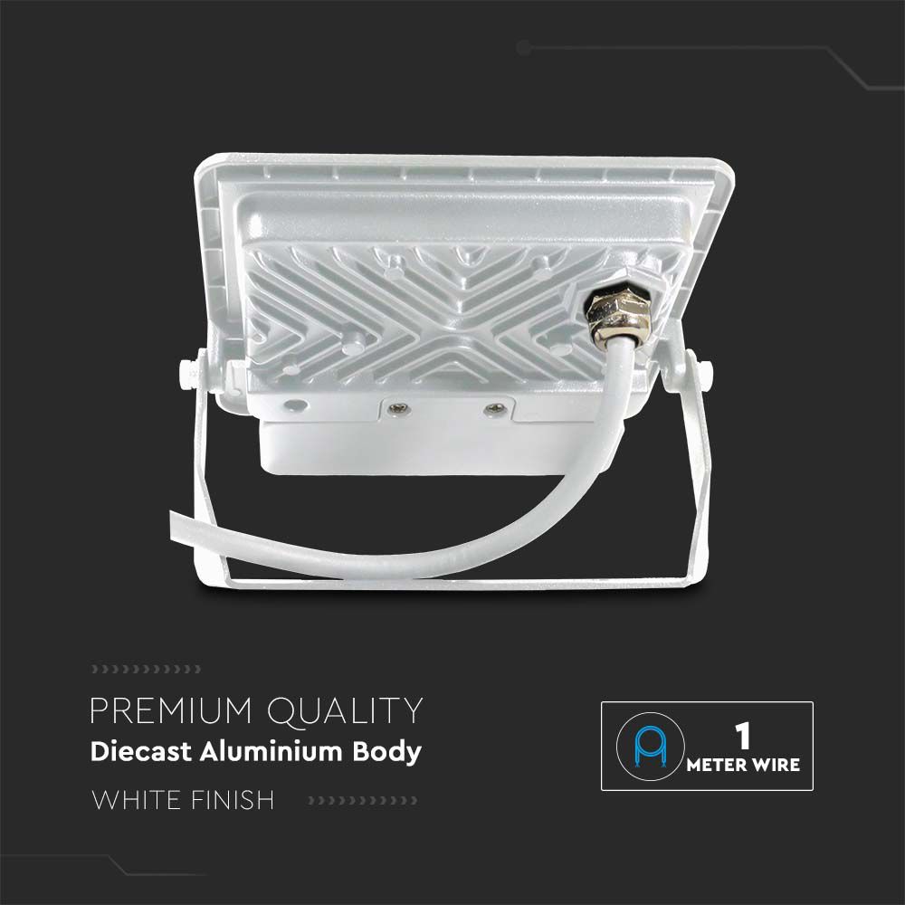 20W Naświetlacz LED SMD z czujnikiem ruchu / Chip SAMSUNG / Przewód: 1m / Barwa:3000K / Obudowa: Biała