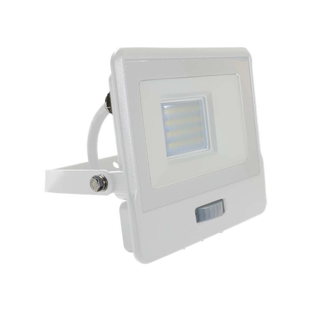20W Naświetlacz LED SMD z czujnikiem ruchu / Chip SAMSUNG / Przewód: 1m / Barwa:3000K / Obudowa: Biała