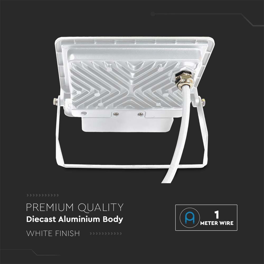 30W Naświetlacz LED SMD z czujnikiem ruchu / Chip SAMSUNG / Przewód: 1m / Barwa:3000K / Obudowa: Biała