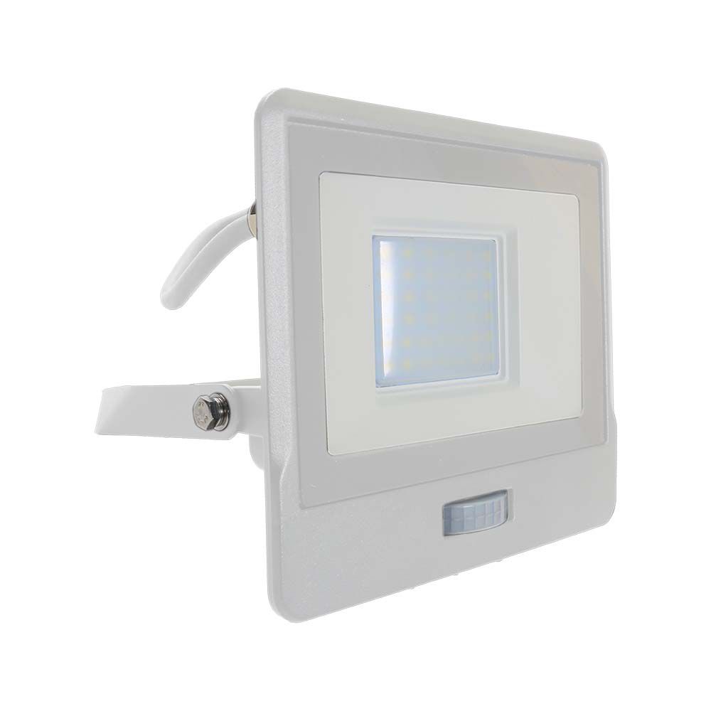30W Naświetlacz LED SMD z czujnikiem ruchu / Chip SAMSUNG / Przewód: 1m / Barwa:3000K / Obudowa: Biała