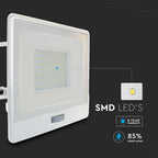 50W Naświetlacz LED SMD z czujnikiem ruchu / Chip SAMSUNG / Przewód: 1m / Barwa:4000K / Obudowa: Biała