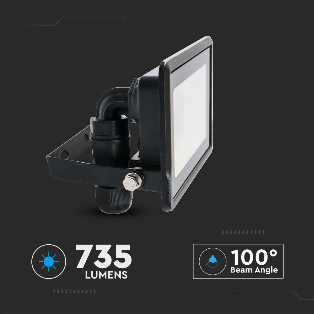 10W Naświetlacz z mufą kablową / Chip SAMSUNG / Barwa:6500K / Obudowa: Czarna