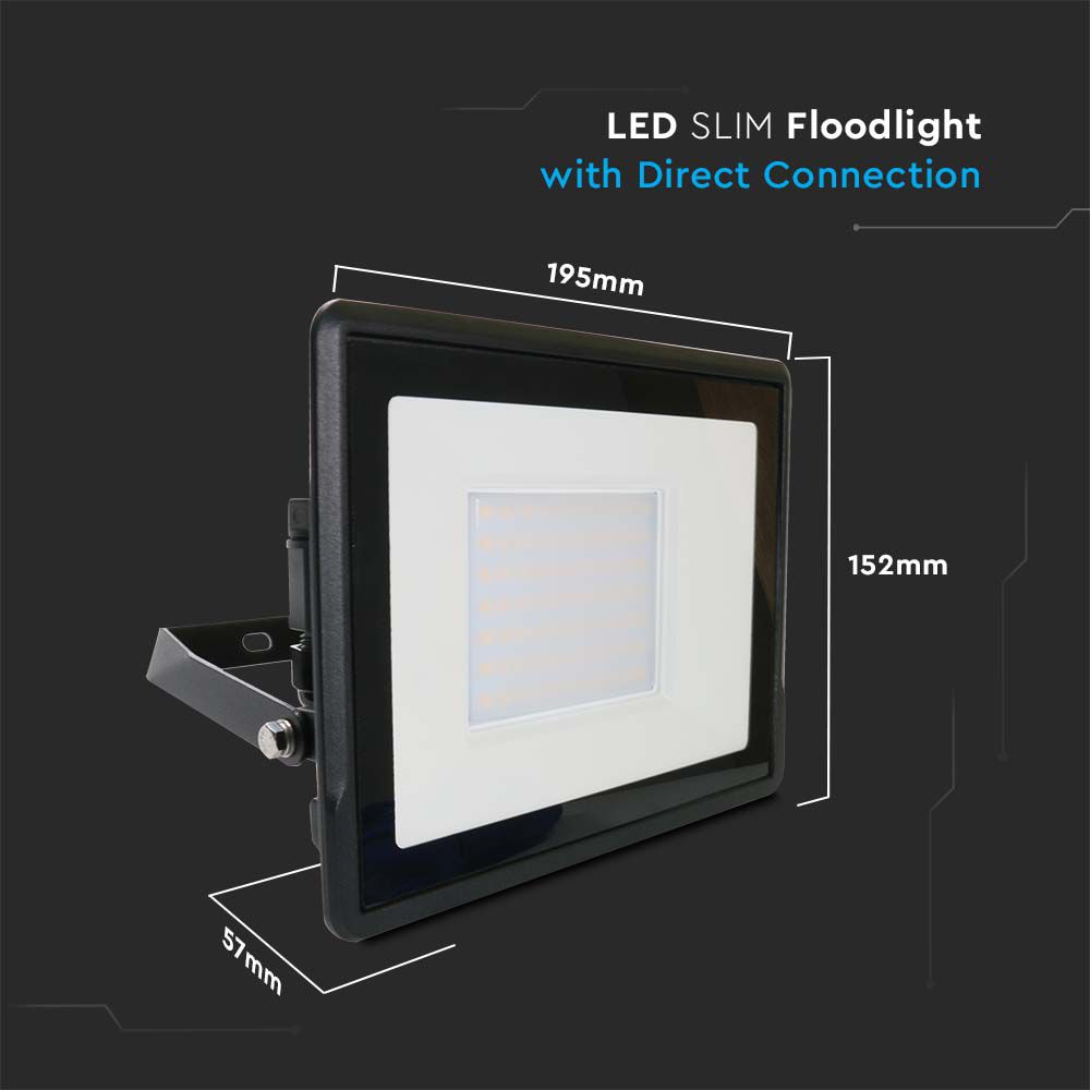 50W Naświetlacz z mufą kablową / Chip SAMSUNG / Barwa:6500K / Obudowa: Czarna