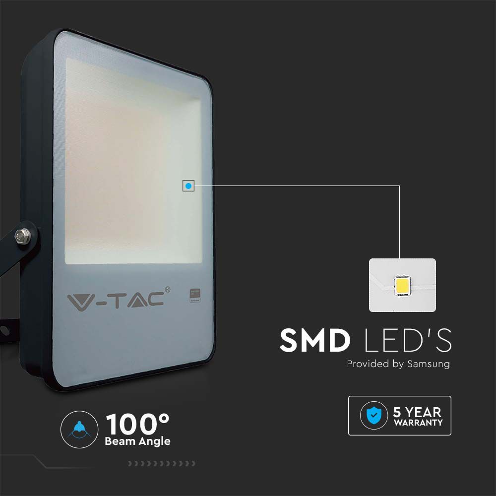 100W Naświetlacz LED SMD / Chip SAMSUNG / Barwa:4000K / Obudowa: Czarna / Skuteczność z diody 160lm/W